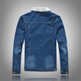 thumbnail image 2 of Chaqueta vaquera de lana de cordero para hombre, chaqueta azul de manga larga con corte entallado y parte superior de forro polar, 2 of 5