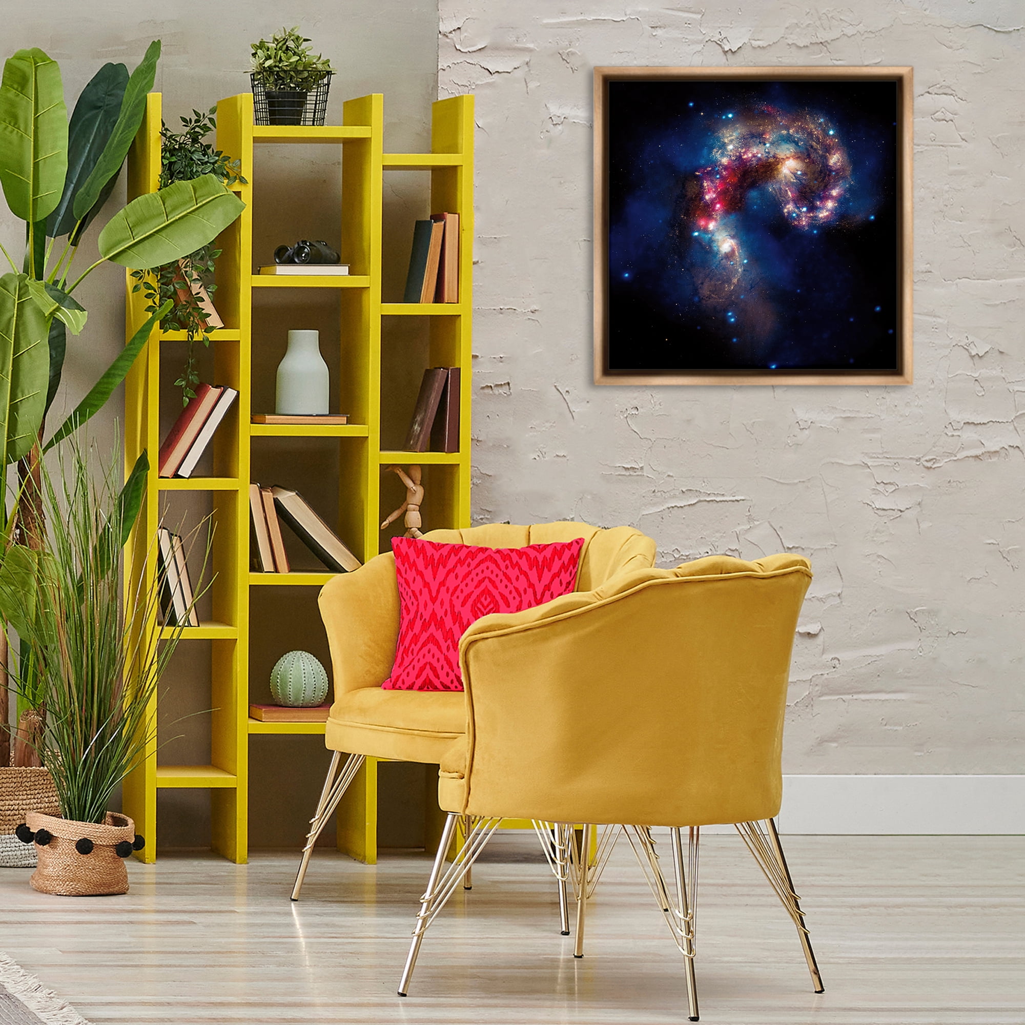 Stupell Industries Vivid Nebula Galaxy Astrology & Stars Photography Brown Floater Framed Canvas Art Print Wall Art, 25 x 25