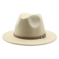 thumbnail image 2 of Holzkary Fedora Hat Wide Brim Summer Beach Sun Cap Panama Hat for Men Women Western Cowboy Hat for Women Classic Roll Up Buckle Belt Women Retro Wide Brim Cowboy Hat Beige M, 2 of 4