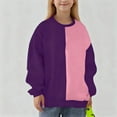 thumbnail image 2 of Hduncf Girls Sweatshirts Kids Crewneck Color Block Trendy Pullover Tops Fleece Long Sleeve Casual Sweatshirt Purple 9 Years, 2 of 6