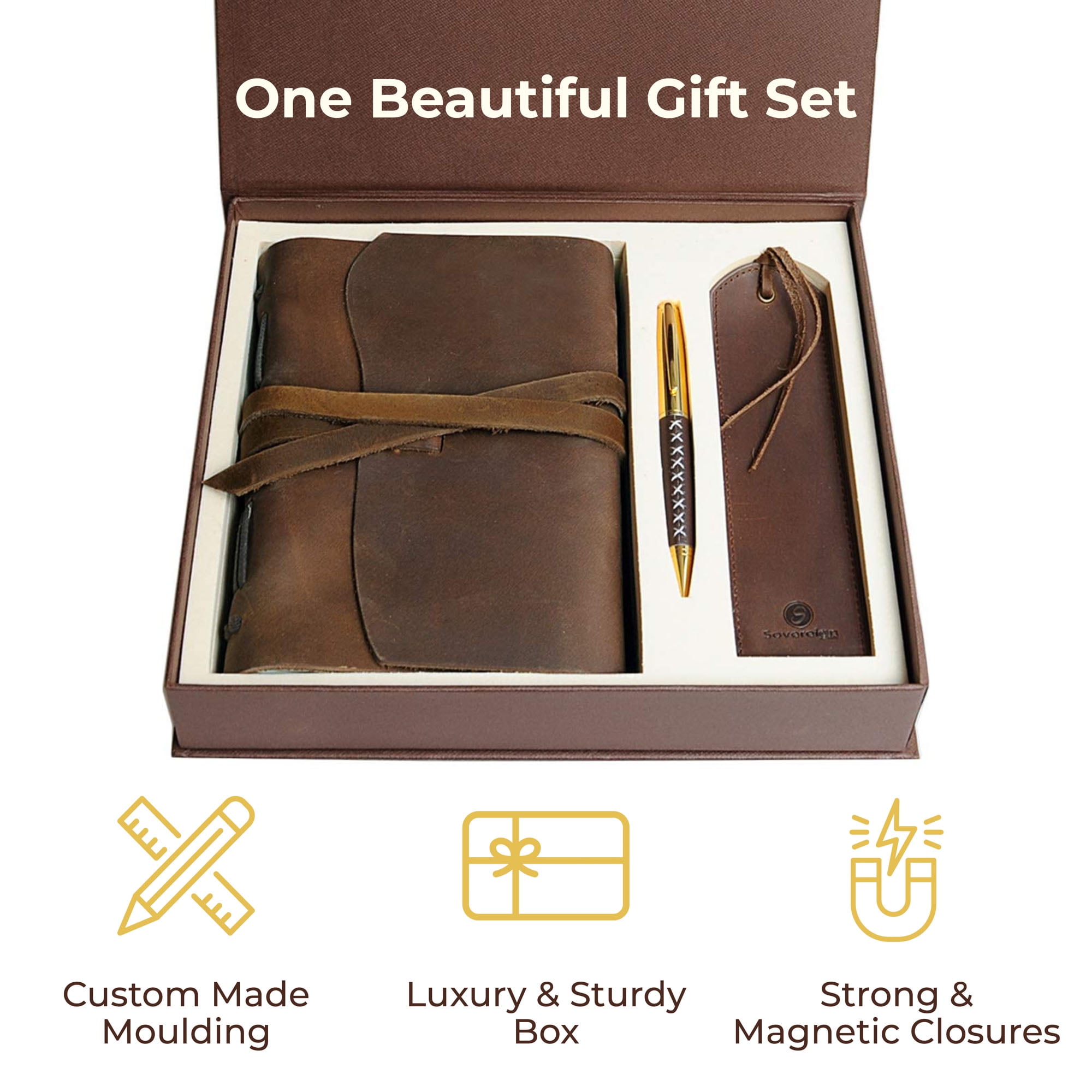 Sovereign Gear Leather Bound Travel Journal Gift Set with