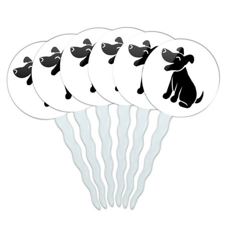Stick Figure Dog - Dog Stick Figure Family Pet Cupcake Picks Toppers - Set of 6