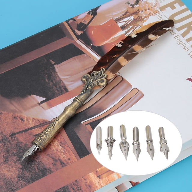 Pluma Retro europea, juego de bolígrafos de escritura con puntas de acero inoxidable, regalo con caja de embalaje