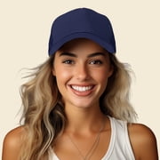 DALIX Trucker Cap Mesh Hat with Solid Colors and Adjustable Strap and Small Braid in Navy Blue