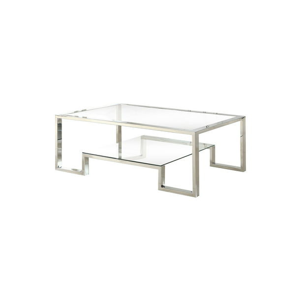Best Master Furniture Glacier Point, Sophia Modern Stainless Steel And Glass Coffee Table