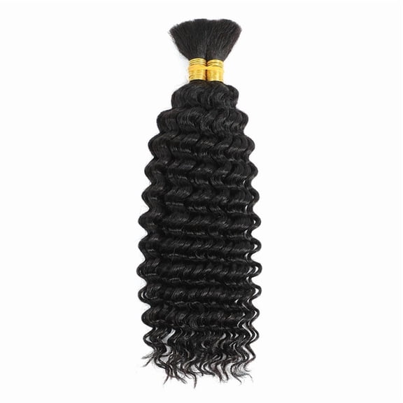 Bulk Braiding Hair Human Hair Deep Wave Colored Unprocessed No Weft Boho Braids Human Hair Bulk Extensions Brazilian Remy Hair,1b-100g-14inches-100g