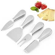 Stainless Steel Cheese Knives Set, Duslogis Cheese Tools with Cheese Slicer and Cheese Cutters for Kitchen (Silver,4 Pieces)
