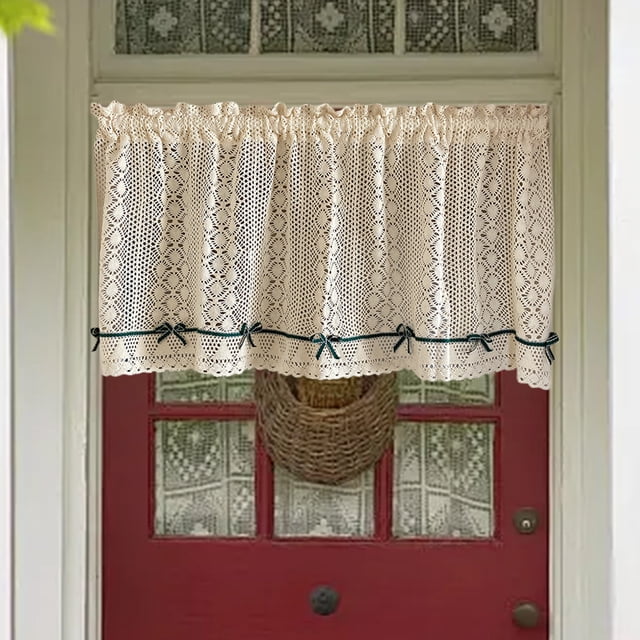 Dvkptbk Rideau Court en Dentelle de Coton Rideau de Porte d'Armoire Rideau de Blocage de Porte Rideau Flottant Décoration de Noël