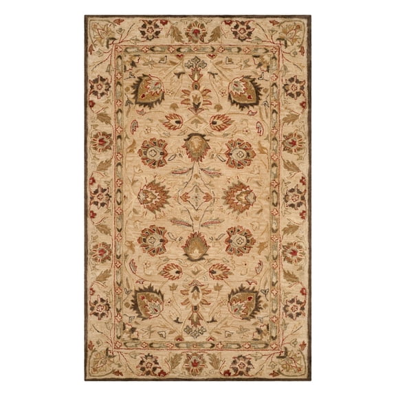 SAFAVIEH Antiquity Weldon Traditional Floral Wool Runner Rug, Beige, 2'3" x 12'