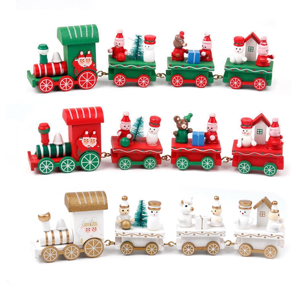 Spencer 3Pcs/Set Christmas Wooden Train Tree Ornament Decor Kids Toy ...