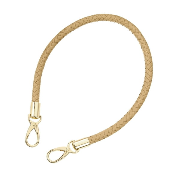 Leather Purse Strap, 1Pack 60cm Short Leather PU Braided Purse (Apricot Strap   Gold Clasp)
