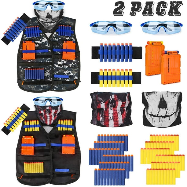 Kids Tactical Vest Kit for Nerf Guns Series with Refill Darts,Dart Pouch, Reload Clips, Tactical
