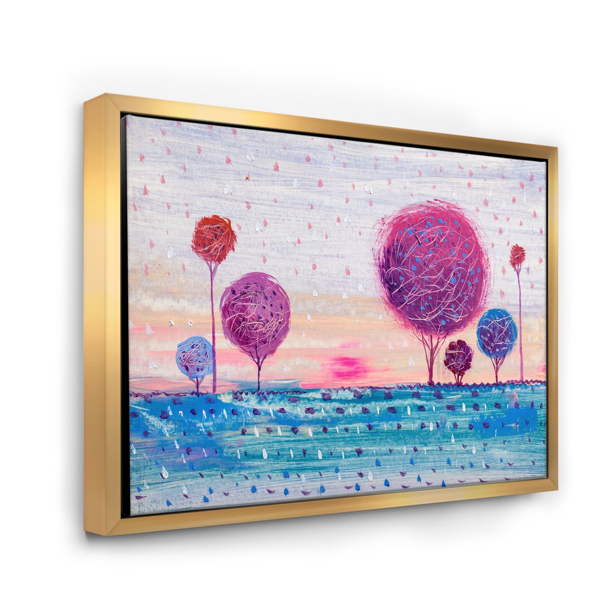 Purple Coloured Tree Impression Landscape II 20 in x 12 in Framed Photography Canvas Art Print, by Designart