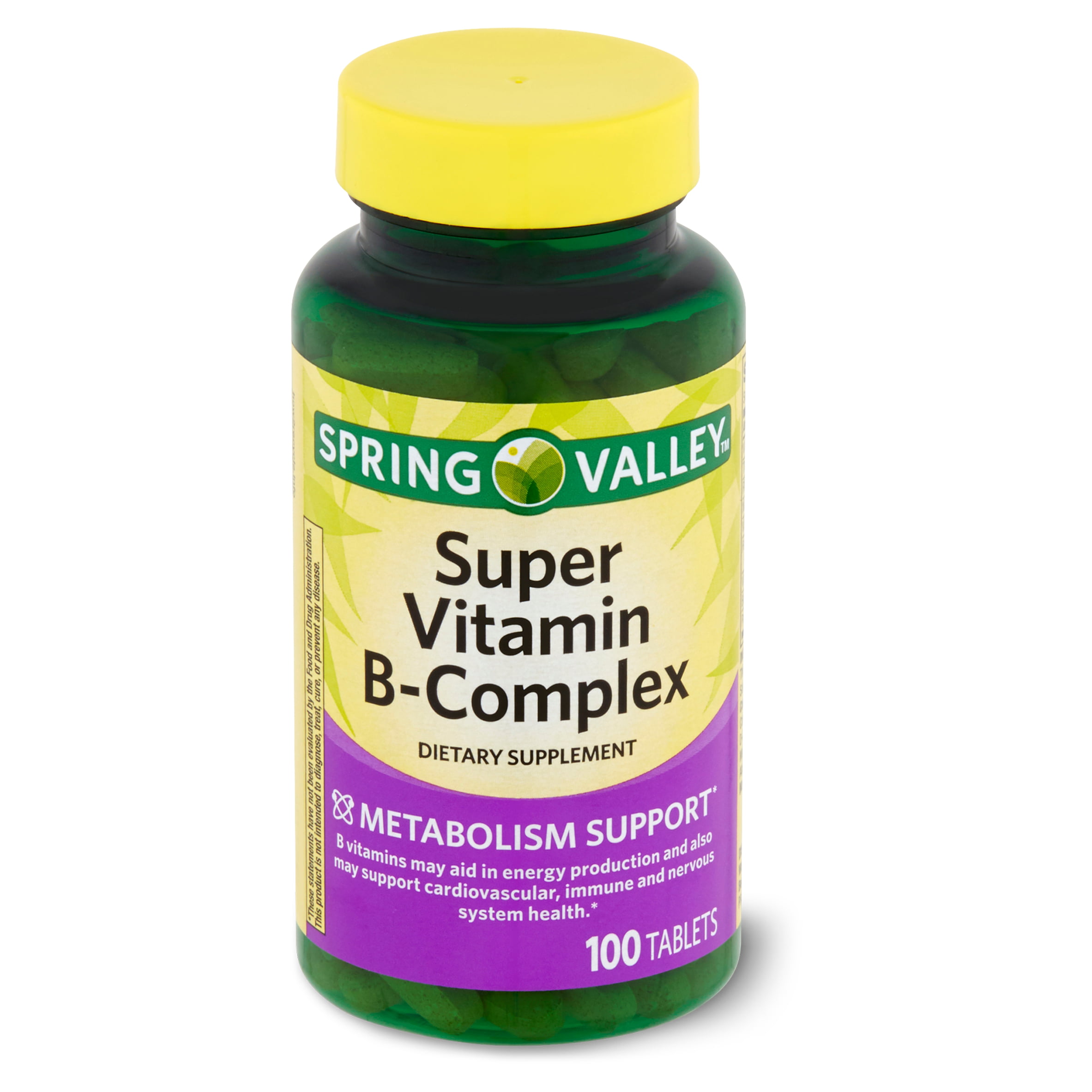 Spring Valley Super Vitamin B-Complex Dietary Supplement, 100 count ...
