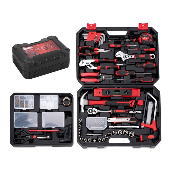 CONCETTA 330-Piece Home Tool Kit, Suitable for Home and Car Repairs with a Drawer Toolbox Storage, Red