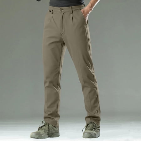 SGFCWSX Men s Casual Pants Straight Leg Business Casual Elastic Waist Dress Golf Pants Green Size M