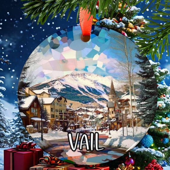 Vail Colorado Christmas Ornament, Ceramic, Acrylic - City Travel Souvenir, Holiday Tree Decoration, Vacation Keepsake 2025, Gift for Lovers, Commemorative