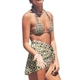 thumbnail image 2 of Liacowi Women's Three-Piece Bathing Suit, Diamond Lattice Bikini Bra + Swim Briefs + Tie-Up Beach Towel Style Skirt, 2 of 9