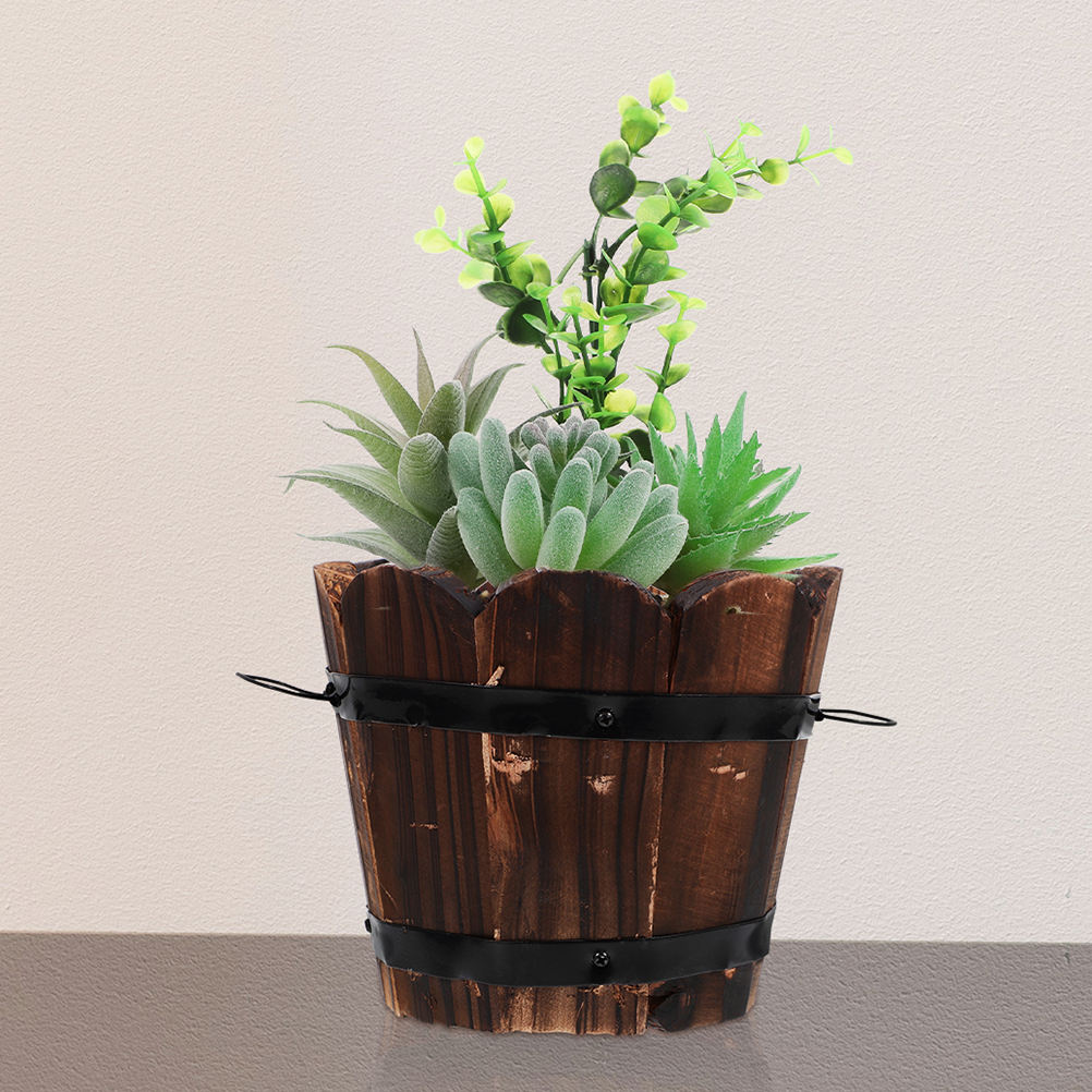 SEWCHICS Patio Garden Planter Wooden Planter Pot Coffee 1Pack