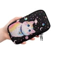 thumbnail image 2 of SEANATIVE Printed Double Glasses Case for Women, Neoprene Zipper Eyeglass Pouch Water-Resistant Scratch-Proof Lightweight Travel Glasses Bag for Eyeglasses Sunglasses, Cat Star Galaxy Print Black, 2 of 7