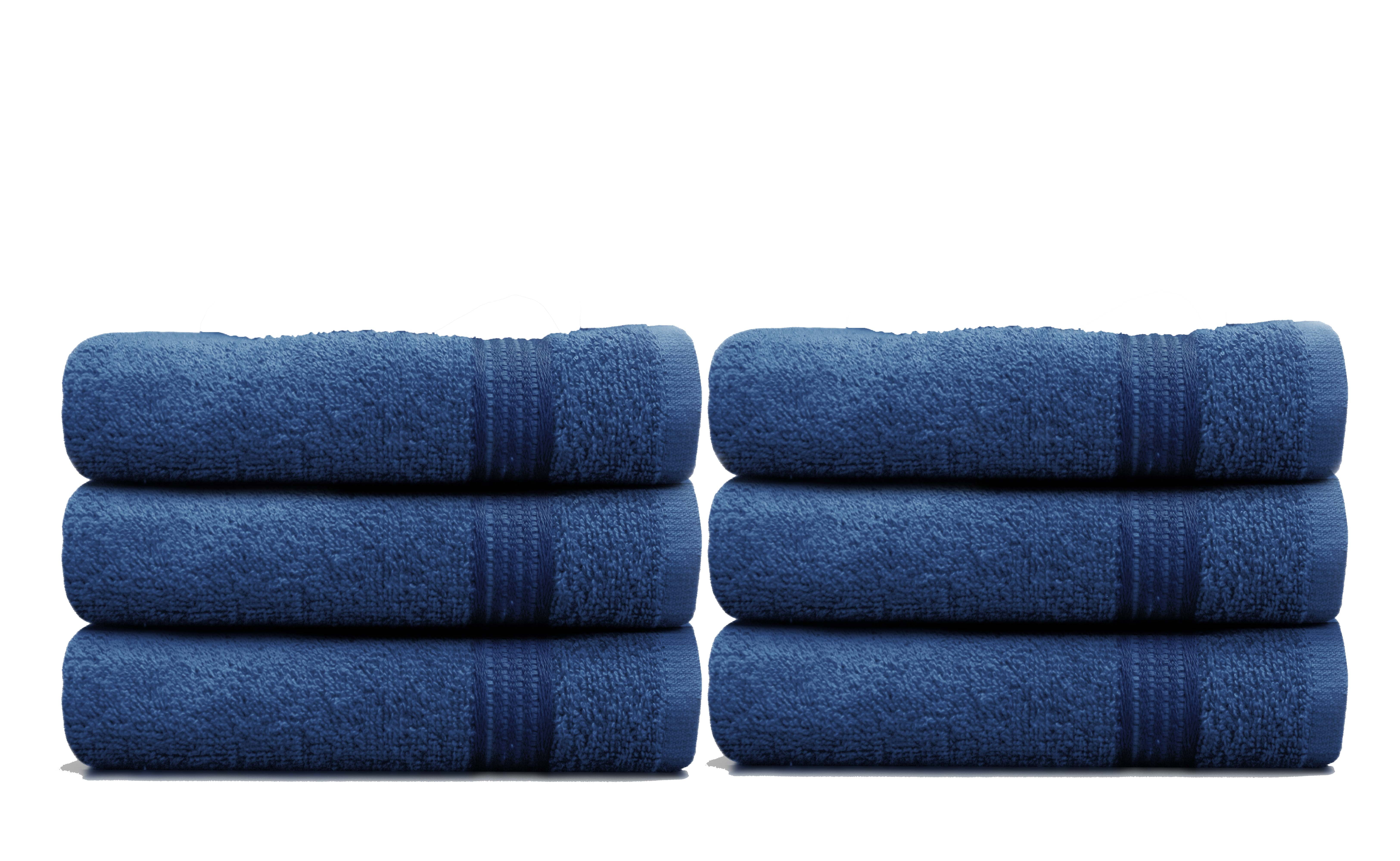 Solid Navy 6 Piece 100 Cotton Hand Towel