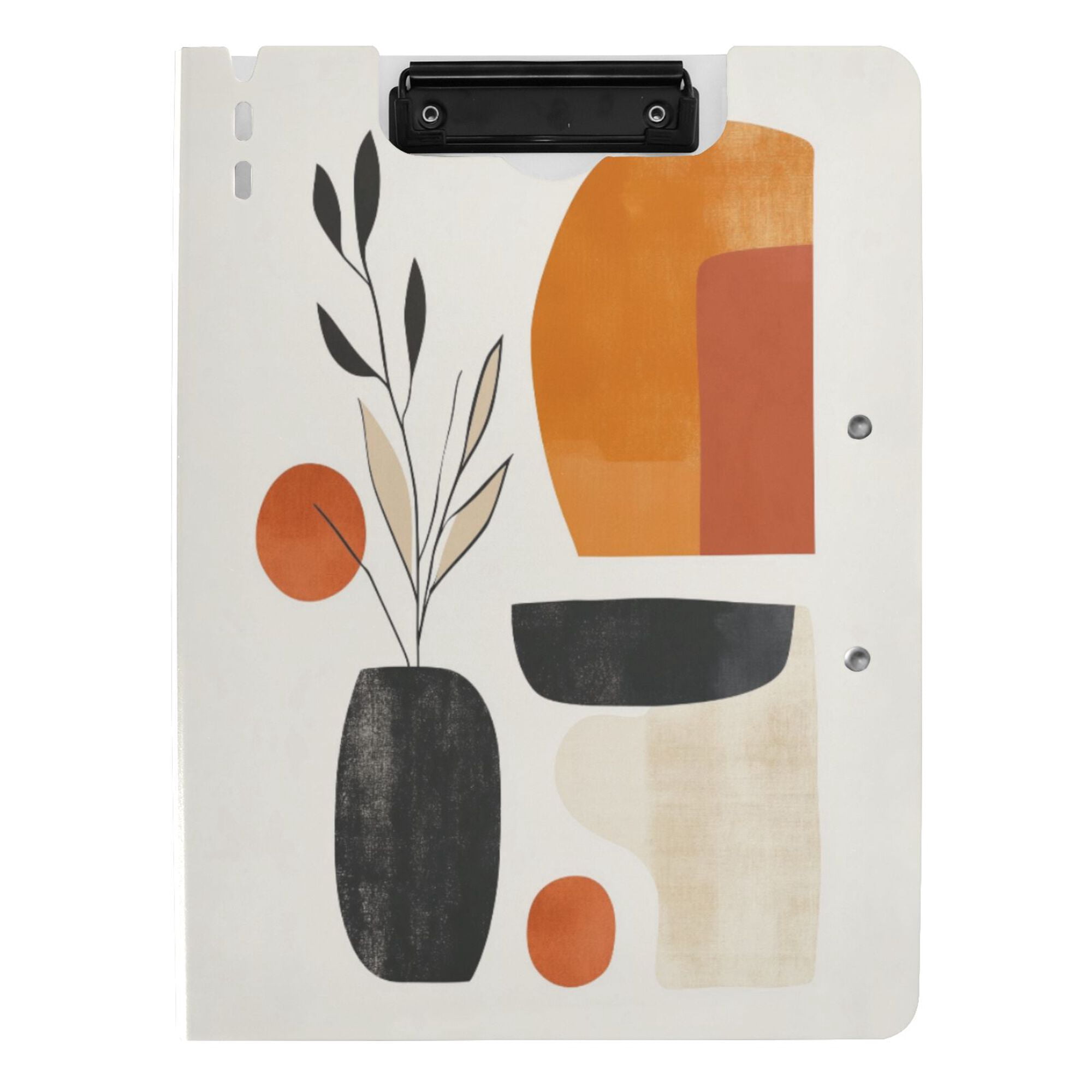 FORMRS A4 Clipboard Folder with Pen Holder Horizontal Foldable School Office Binder, White Abstract Shapes