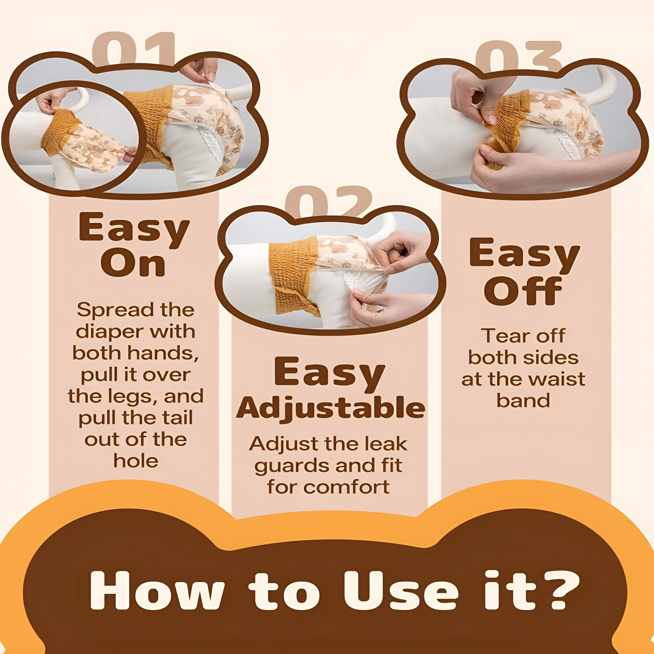 GASTROPOD Disposable Dog Diapers Female (20-60PCS), Pull it Up Doggie Diapers for Female Dogs with 360° Stretchy Waist, Doggy Diapers for Dog in Heat Period, Super Absorbent Leak-Proof Puppy Diapers