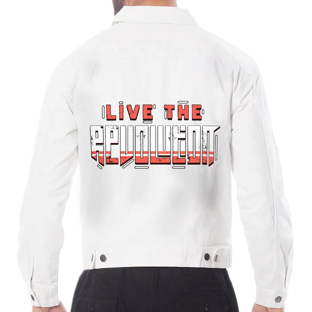 Revolution Men's White Denim Jacket Cool Denim Jacket for Men