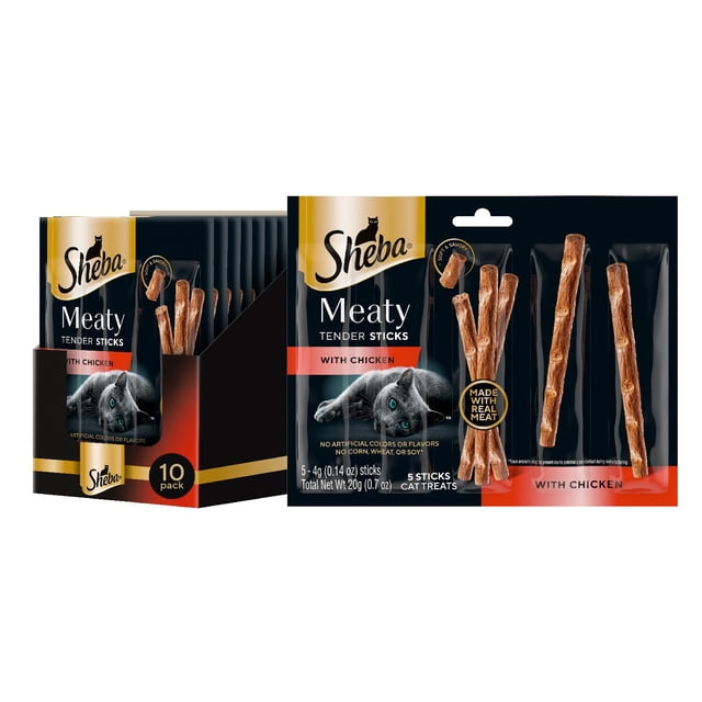 Cat Treats Sheba Meaty Tender Sticks con pollo, 4 g, 5 unidades