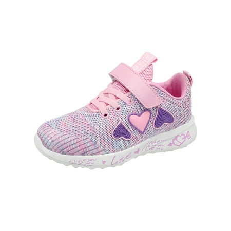 

OwnShoe Girls Non-Slip Athletic Sneakers Lace-Up with Hook-and-Loop Princess Shoes