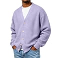 thumbnail image 5 of GSPCLAM Mens Cardigan Sweaters Button Down Waffle Relaxed Sweater Big & Tall Winter Solid Color Long Sleeve Casual Sweater Purple 3XL, 5 of 5