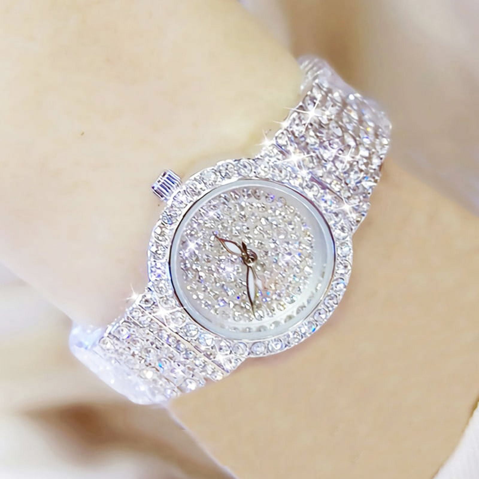 Amazon.com: Women Luxury Shining Diamond Watches Fashion Ladies Stainless  Steel Bracelet Analog Quartz Watch (Silver) : Clothing, Shoes & Jewelry