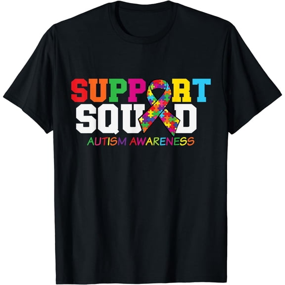 Support Squad Autism Awareness Multicolor Ribbon T-Shirt