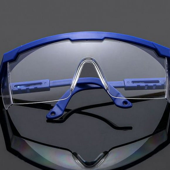 Unisex Foldable Adjustable Safety Goggles Anti-fog Anti-dust Windproof Lab Glasses Clear PC Lens, Blue