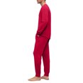 thumbnail image 4 of Dwelliawo Men's Pajamas Set Long Sleeve Cotton Blend 2-Piece Loungewear Soft cotton blend pajama set with breathable long sleeve top and pants with pockets. Wine M, 4 of 5