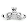 thumbnail image 5 of 14K White Gold Ring Band Themed Polished Claddagh, Size 9, 5 of 5