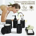 thumbnail image 6 of Bathroom Accessories Set, 6-Piece Bathroom Accessory Set, Toothbrush Holders Set, Soap Dispenser, Vanity Tray, Tumbler, Cotton Swab Jars, Bathroom Organizer for Modern Bathrooms(Matte Black), 6 of 14