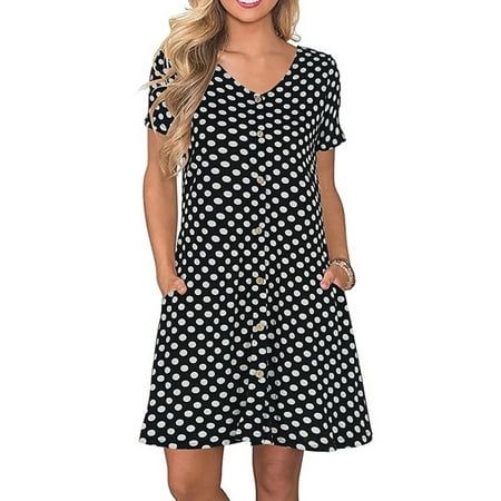 

Avamo Summer Sleep Dress for Womens Casual Short Sleeve V Neck Pajamas T-Shirt Dress Button Down Nightgown Sleepshirt