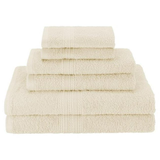 Superior EF-HAND IV Eco-Friendly 100 Percent Ringspun Cotton Hand Towel Set - Ivory, 6 Pieces