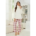 thumbnail image 2 of U2SKIIN Womens Ultra Soft Plush Plaid Pajamas Set Fluffy Loungewear Fuzzy Pjs for Women Cozy Sleepwear Warm Pullover（White+Burgundy Blue Plaid, M）, 2 of 5