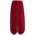 thumbnail image 5 of YiZYiF Kids Girls Chiffon Flowy Modern Dance Pants Belly Dancewear Arabic Princess Wide Leg Trousers Burgundy 10, 5 of 7