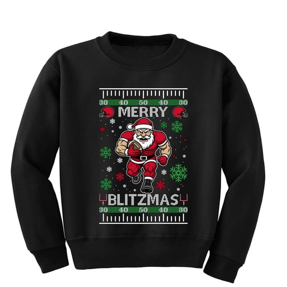 Wild Bobby Merry Blitzmas, Football Christmas Sweater Design | Holiday Unisex Boys Girls Crewneck Graphic Sweatshirt