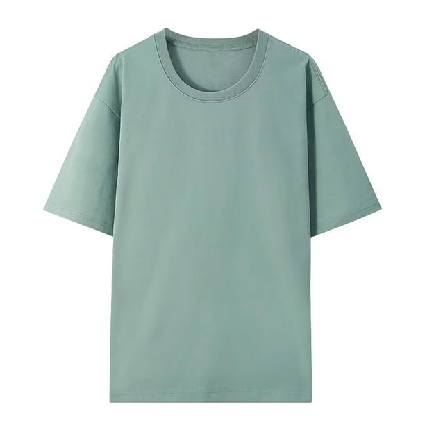 Unisex Hombres y Mujeres Tops Blusas Verano Túnica Tops Manga Corta Color Sólido Suelto Cuello Redondo Camisetas Camisas Pompotops hkajfhjk465646