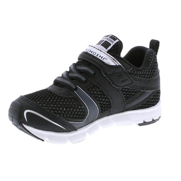 Zapatos TSUKIHOSHI Velocity Kids con cierre de correa negro/plateado 9T