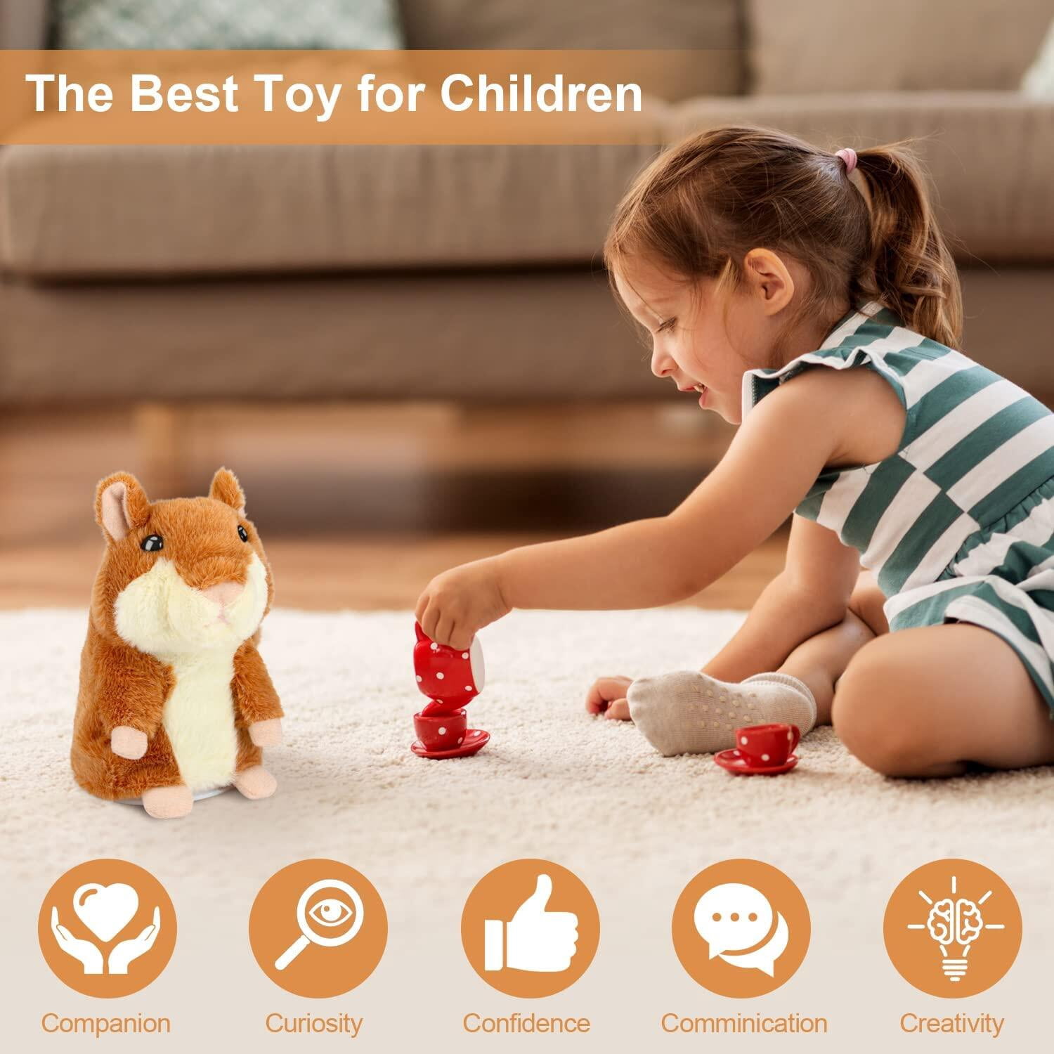 Happon 2 Pack Talking Hamster Toy Animal Talking Toys Repeats What You Say Mimicry Pet Talking Record for Boys and Girls(Brown)