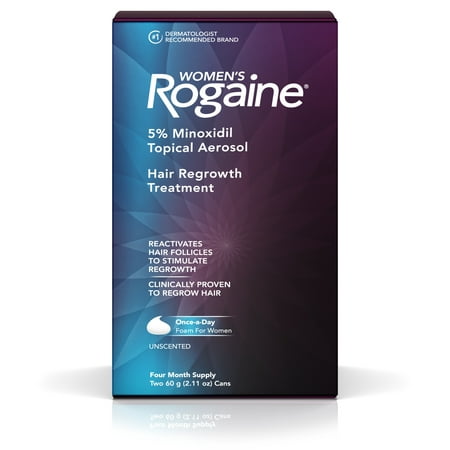 Women's Rogaine 5% Minoxidil Foam for Hair Regrowth, 4-Month (Best Rogaine For Receding Hairline)