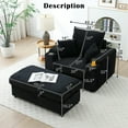 thumbnail image 5 of Aukfa Oversized Chaise Lounge Indoor Chair with 2 Cupholders, Storage Ottoman, 3 Pillows, Black, 5 of 9