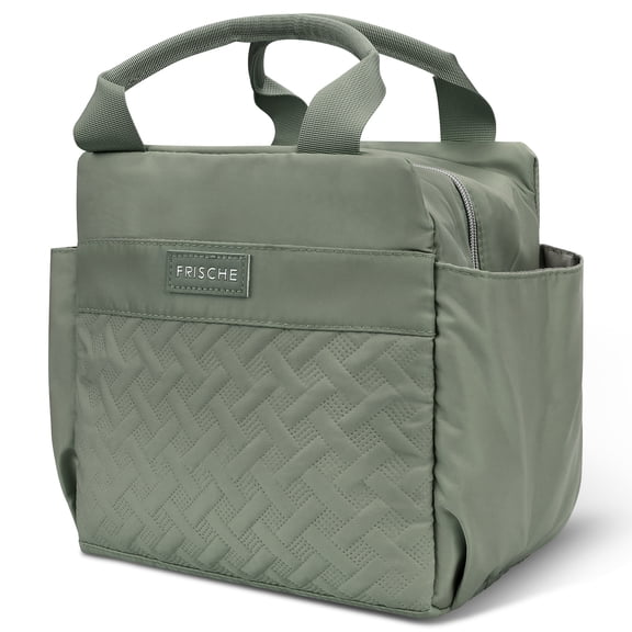 Linkidea Lunch Bag for Women, Large Leak Proof Lunch Tote Cooler, Lunch Tote Bag with Bottle Holder and Side Pockets, Compatible with NatraProw, LOVINA, Caperci (Military Green)