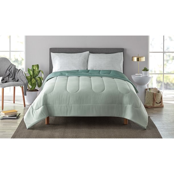 Mainstays Sage Green 4 Piece Bed in a Bag Comforter Set with Sheets