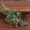 thumbnail image 2 of NAMZI Bridal Flower Wedding Hair Pins Crystal Pearl Hair Combs Clips Headpiece Gold Wedding Hair Accessories Jewelry with Rhinestone for Brides Bridesmaids Women Girls (Green), 2 of 2